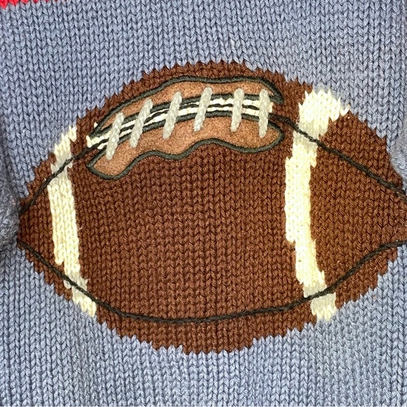 Neiman Marcus Boys Football Knit Sweater Blue Red Size Boys M 4/5 - Picture 2 of 10